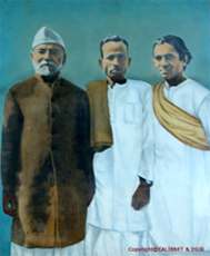 Gokul Nag (center) with Ustad Allauddin Khan, and Ravi Shankar